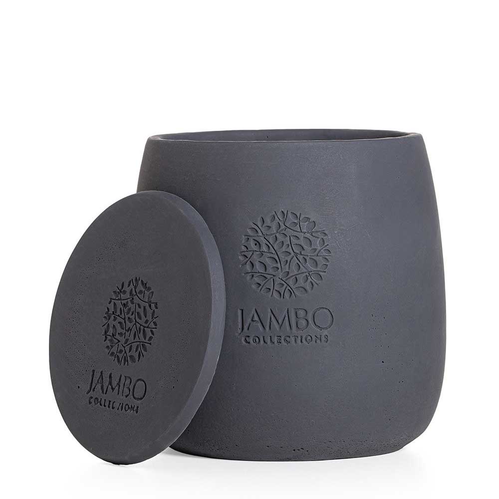 Jambo Collections buitenkaars Lumo Nero maat M – cementen buitenkaars met deksel – online kopen bij Interior Fragrances